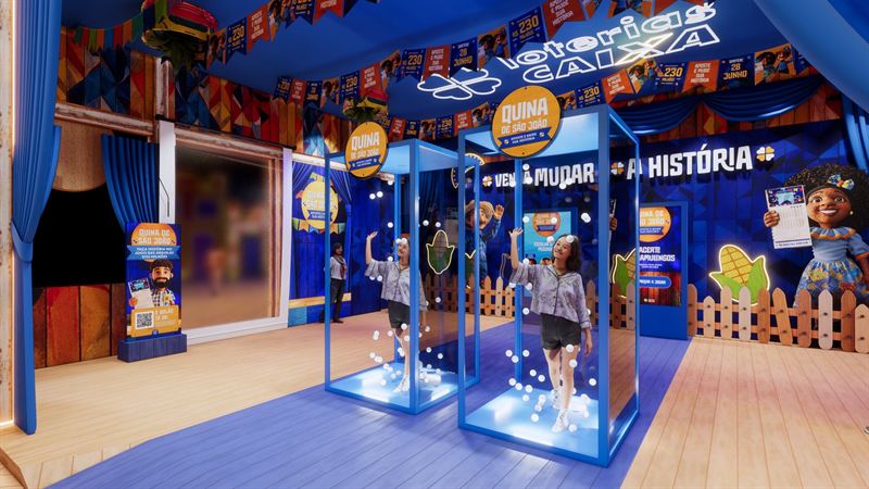 Glass cash-grab booths with flying lottery balls