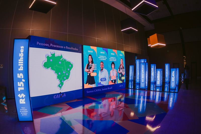 Interactive results wall with a map of Brazil